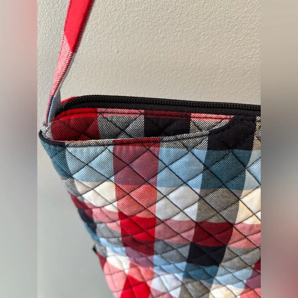 Vera Bradley Patriotic Plaid Bucket Crossbody Bag Quilted Adjustable Retired - Picture 5 of 12